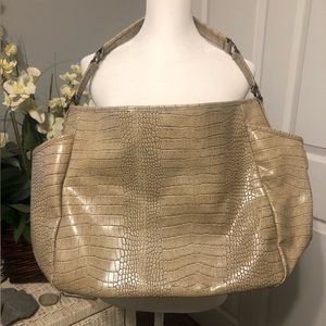 Vera Wang Large crocodile hobo tote with side pockets